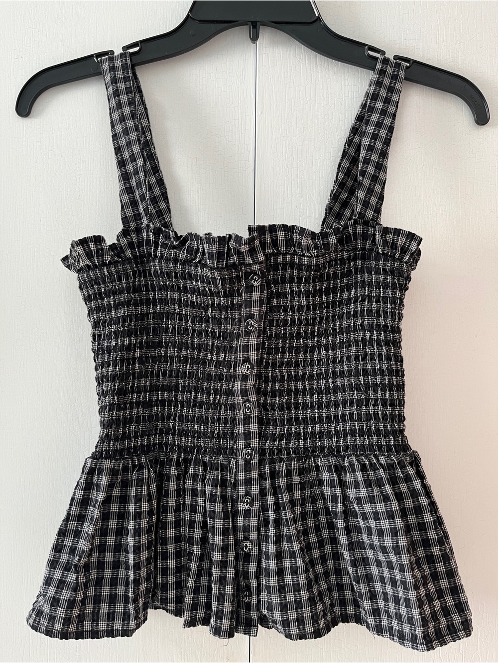 Forever 21 Black & White Smocked Plaid Tank